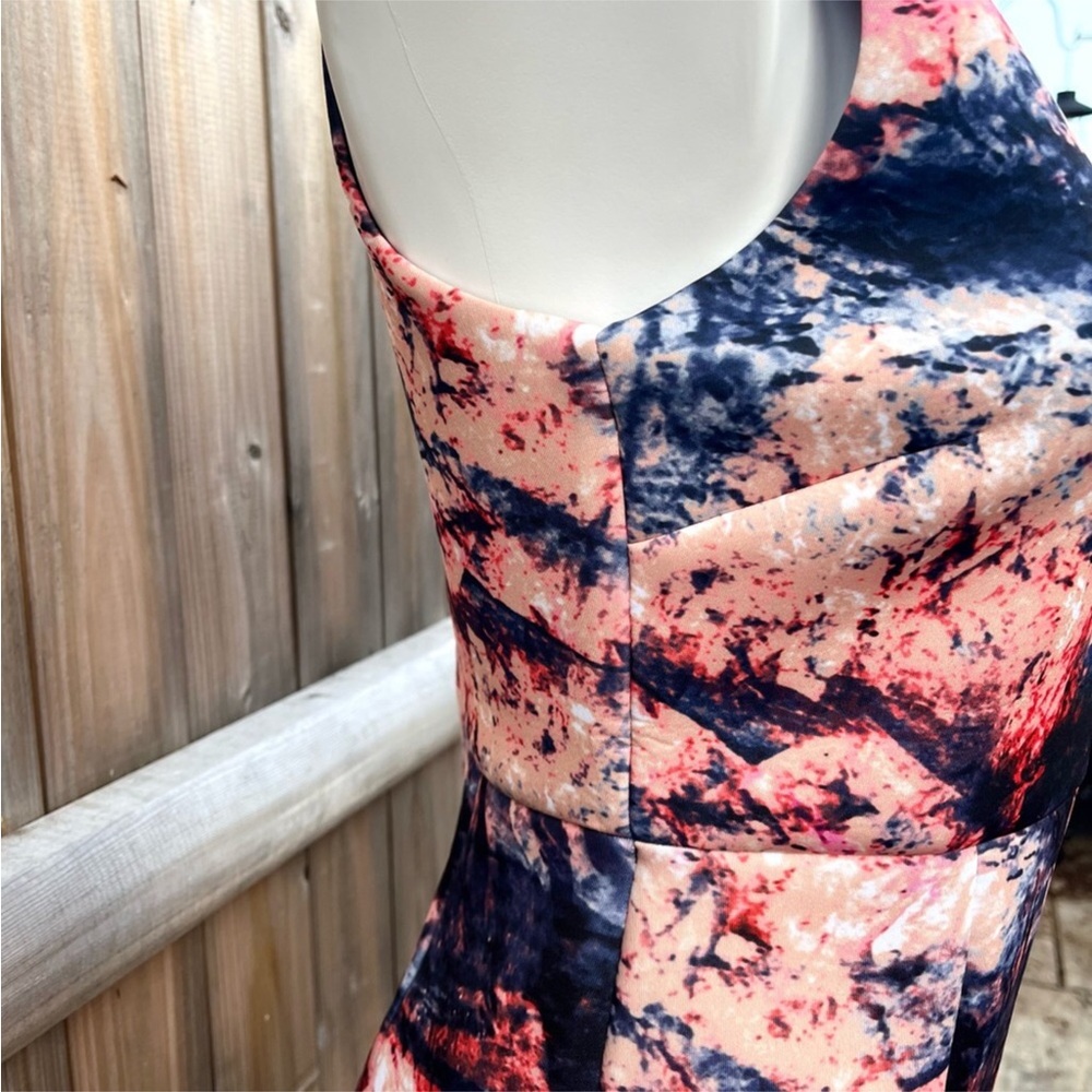 Cynthia Rowley Black Peach Abstract Print Scuba Lined Dress - Picture 6 of 11